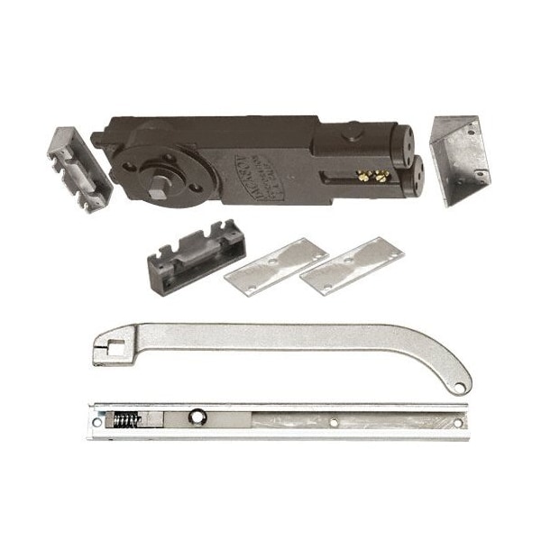 Satin Aluminum Regular Duty Spring 105DegNo Hold Open Overhead Concealed Closer W/ P Offset Slide